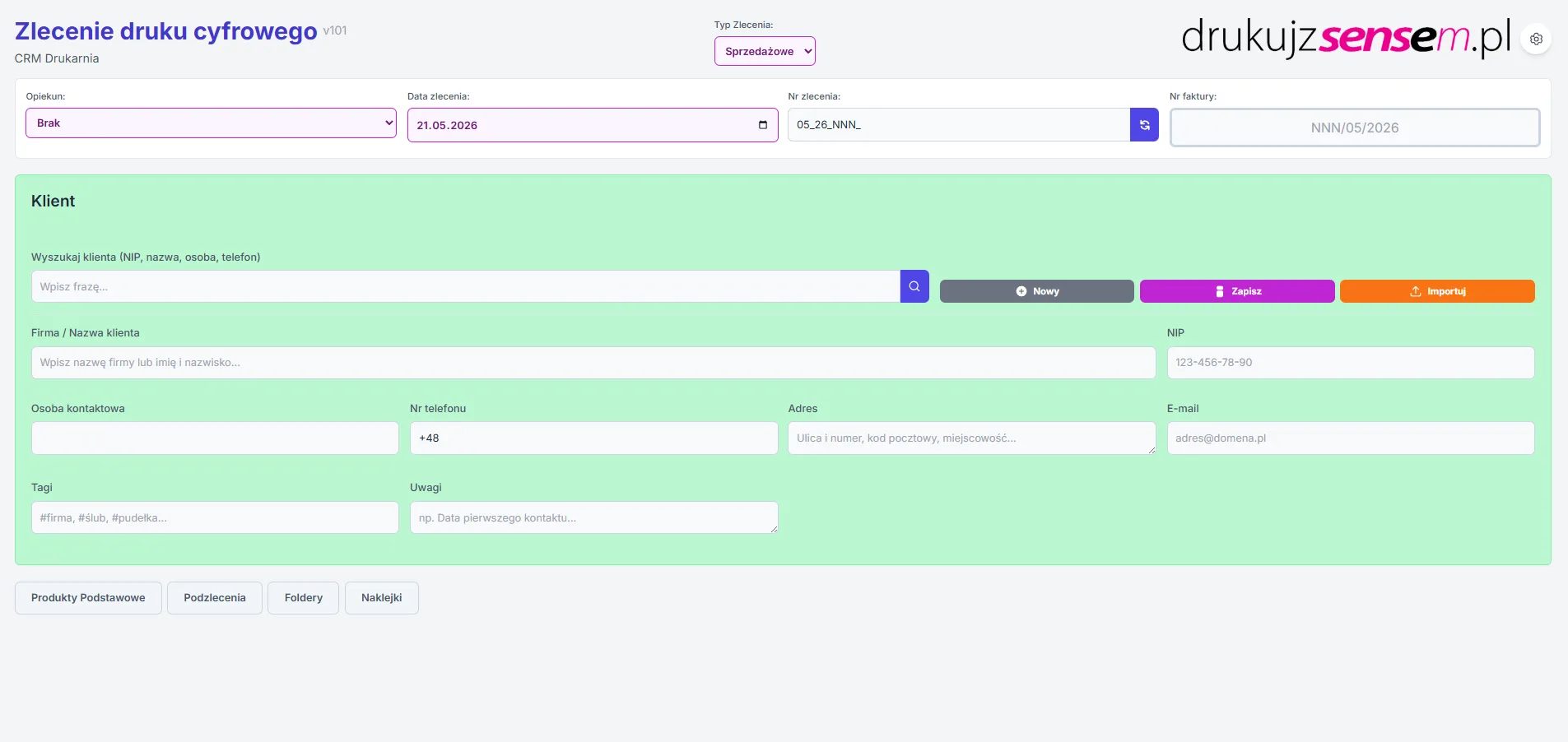 CRM Drukuj z Sensem — produkcyjny system zarządzania zleceniami drukarni
